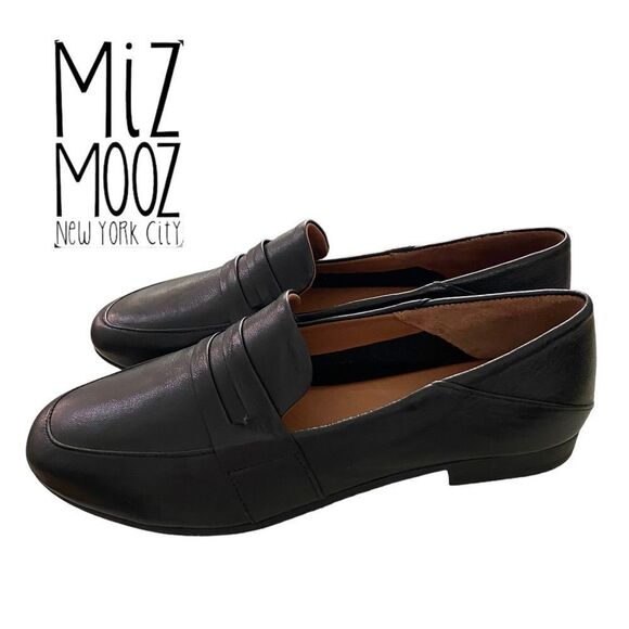 MIZ MOOZ Iggy Women's Black Leather Loafers 37 6.5 7 - Picture 1 of 6